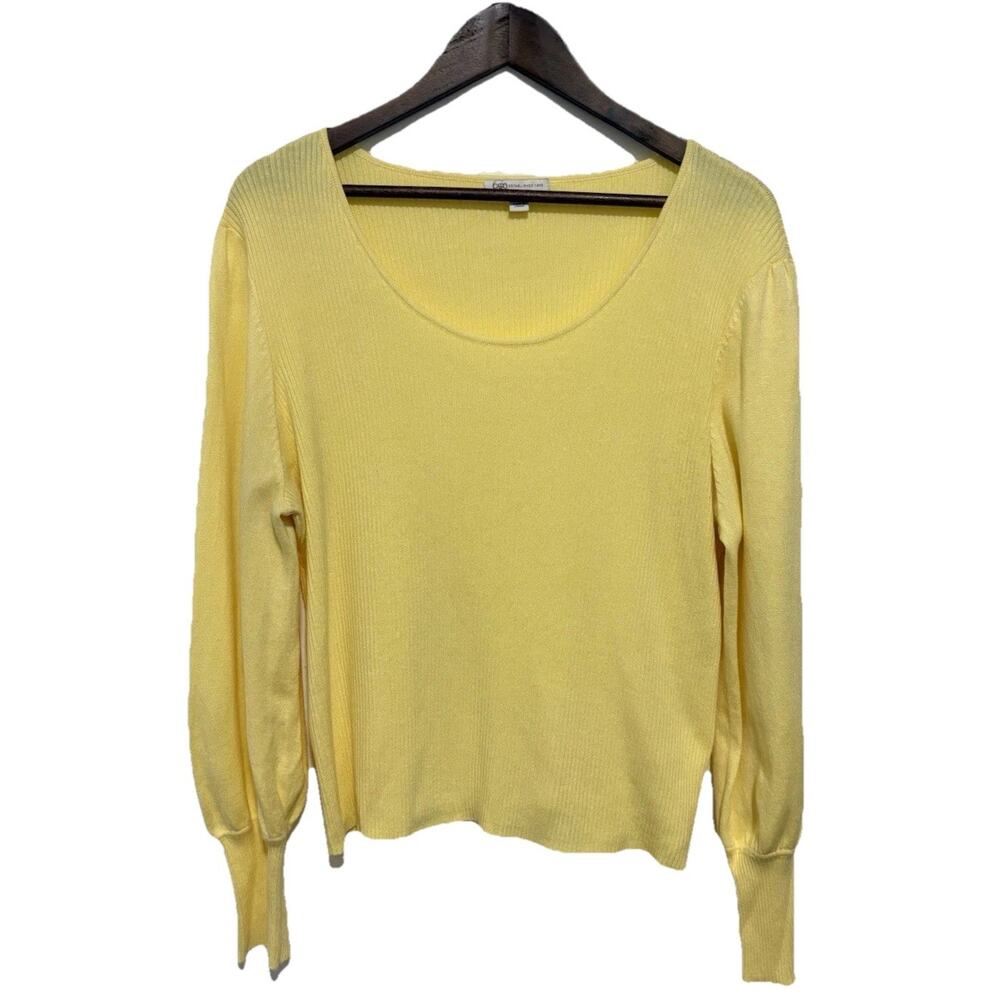 CATO Yellow Lightweight Sweater Womens XL Scoop Neck Long Sleeve Spring Knit